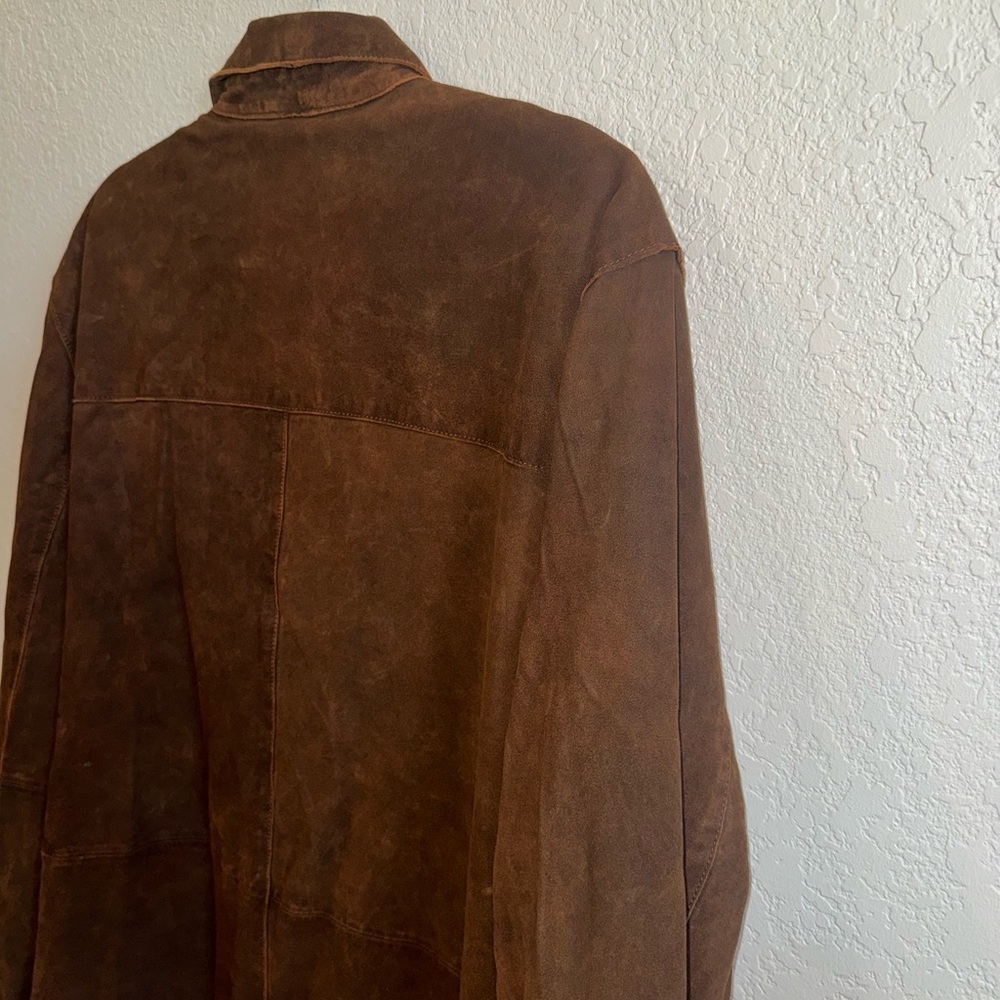 Patrick James 100% Genuine Leather Men’s Brown Button Down Jacket Shacket Size L - Picture 8 of 11